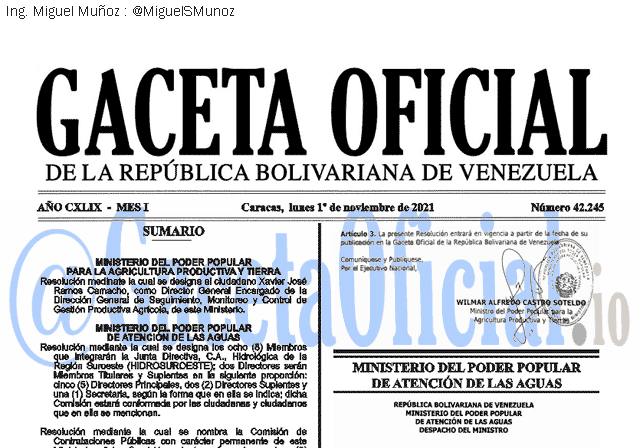 Gaceta Oficial 42245 del 01 noviembre 2021