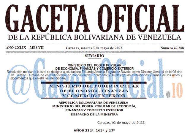 Venezuela Gaceta Oficial 42368 del 3 mayo 2022 Venezuela Gaceta Oficial 42368 del 3 mayo 2022
