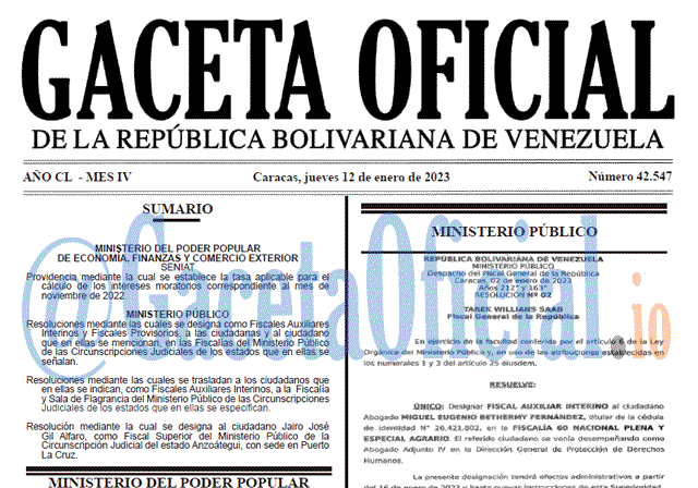 Gaceta Oficial, Gaceta 42547, Gaceta #42547, Gaceta Oficial Venezuela #42547