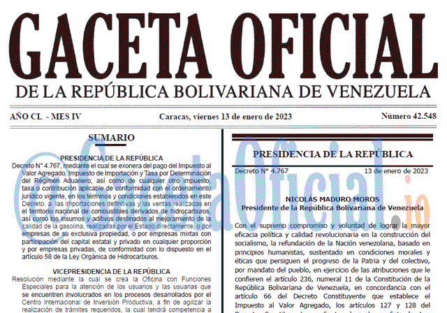 Gaceta Oficial, Gaceta 42548, Gaceta #42548, Gaceta Oficial Venezuela #42548