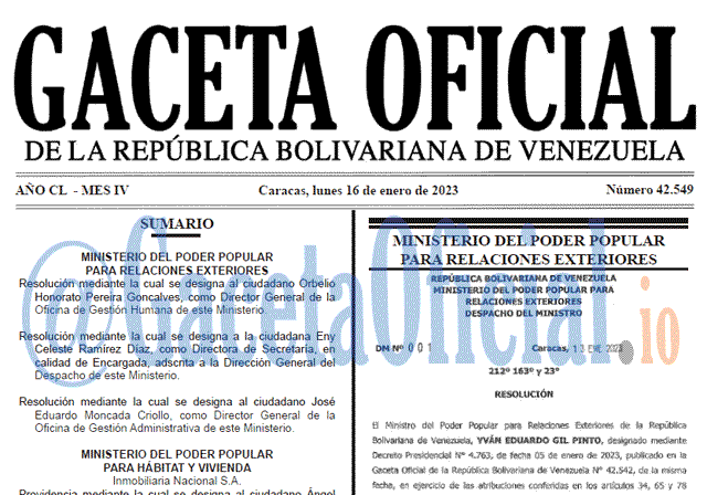 Venezuela Gaceta Oficial 42549 del 16 enero 2023 Gaceta Oficial, Gaceta 42549, Gaceta #42549, Gaceta Oficial Venezuela #42549