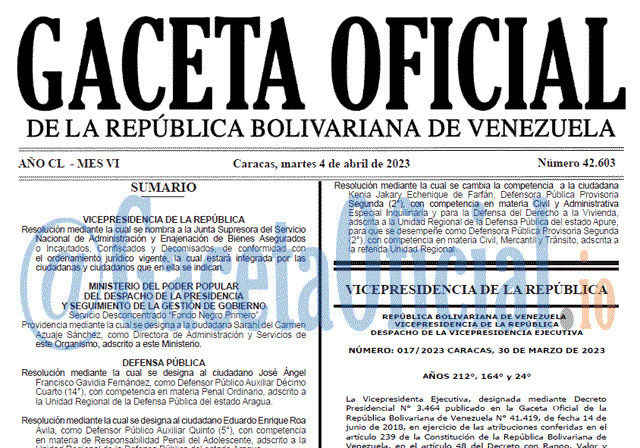 Venezuela Gaceta Oficial 42603 del 4 abril 2023 Gaceta Oficial, Gaceta 42603, Gaceta #42603, Gaceta Oficial Venezuela #42603
