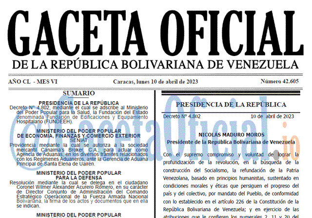 Venezuela Gaceta Oficial 42605 del 10 abril 2023 Gaceta Oficial, Gaceta 42605, Gaceta #42605, Gaceta Oficial Venezuela #42605