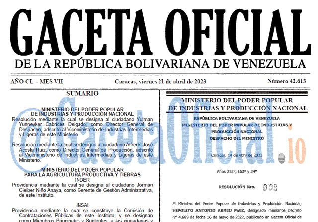 Venezuela Gaceta Oficial 42613 del 21 abril 2023 Gaceta Oficial, Gaceta 42613, Gaceta #42613, Gaceta Oficial Venezuela #42613