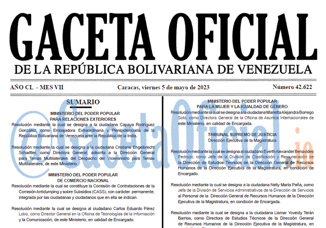 Venezuela Gaceta Oficial 42622 del 5 mayo 2023 Gaceta Oficial, Gaceta 42622, Gaceta #42622, Gaceta Oficial Venezuela #42622