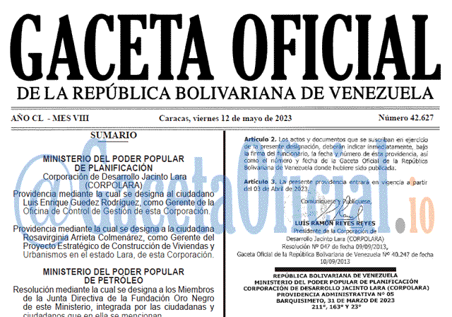 Gaceta Oficial, Gaceta 42627, Gaceta 42627 HD, Gaceta #42627, Gaceta Oficial Venezuela #42627