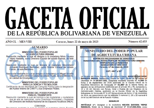 Venezuela Gaceta Oficial 42633 del 22 mayo 2023 Gaceta Oficial, Gaceta 42633, Gaceta 42633 HD, Gaceta #42633, Gaceta Oficial Venezuela #42633