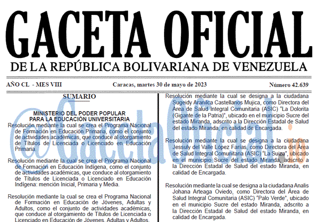 Venezuela Gaceta Oficial 42639 del 30 mayo 2023 Gaceta Oficial, Gaceta 42639, Gaceta 42639 HD, Gaceta #42639, Gaceta Oficial Venezuela #42639