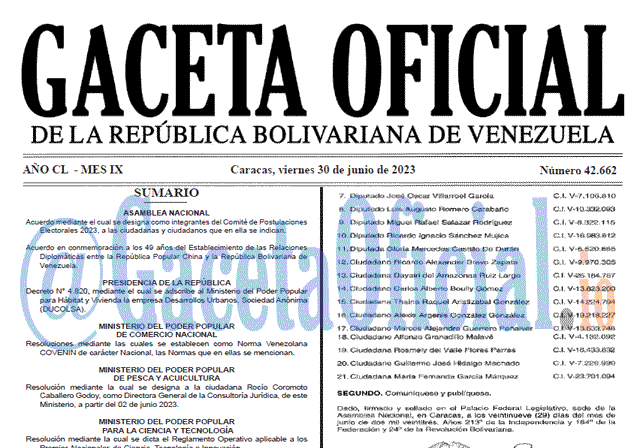 Venezuela Gaceta Oficial 42662 del 30 junio 2023 Gaceta Oficial, Gaceta 42662, Gaceta 42662 HD, Gaceta #42662, Gaceta Oficial Venezuela #42662