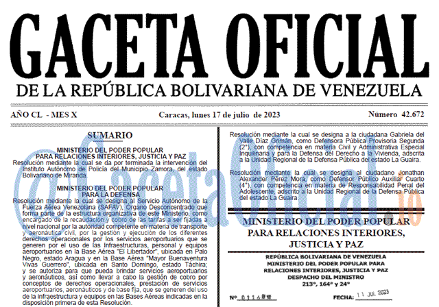 Venezuela Gaceta Oficial 42672 del 17 julio 2023 Gaceta Oficial, Gaceta 42672, Gaceta 42672 HD, Gaceta #42672, Gaceta Oficial Venezuela #42672
