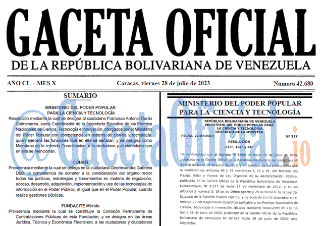 Gaceta Oficial, Gaceta 42680, Gaceta 42680 HD, Gaceta #42680, Gaceta Oficial Venezuela #42680