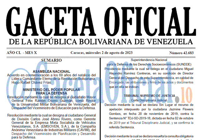Venezuela Gaceta Oficial 42683 del 02 agosto 2023 Gaceta Oficial, Gaceta 42683, Gaceta 42683 HD, Gaceta #42683, Gaceta Oficial Venezuela #42683
