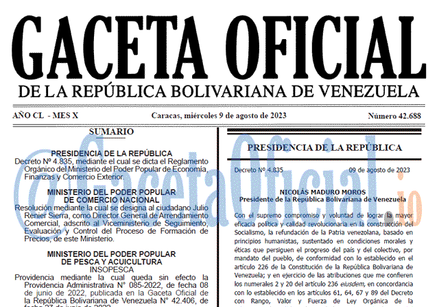 Gaceta Oficial, Gaceta 42688, Gaceta 42688 HD, Gaceta #42688, Gaceta Oficial Venezuela #42688