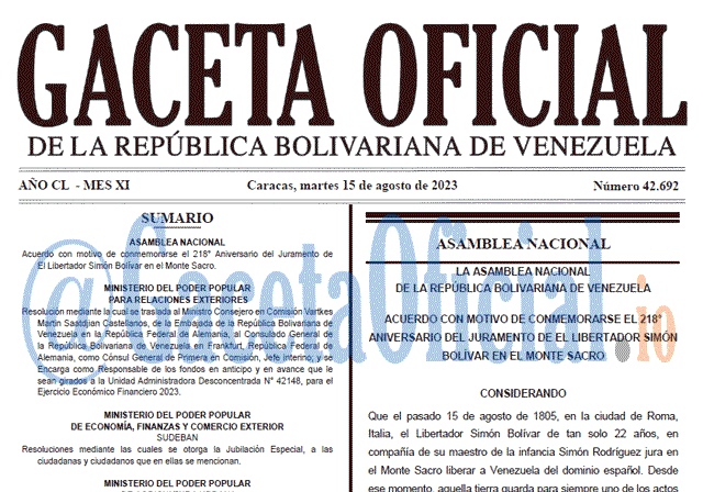 Venezuela Gaceta Oficial 42692 del 15 agosto 2023 Gaceta Oficial, Gaceta 42692, Gaceta 42692 HD, Gaceta #42692, Gaceta Oficial Venezuela #42692