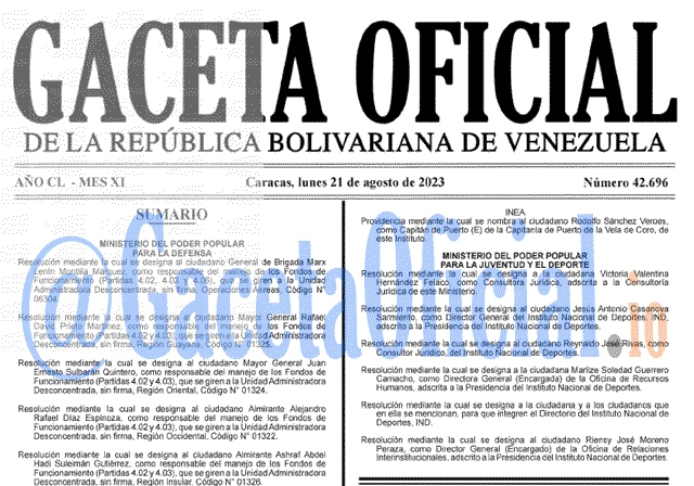 Venezuela Gaceta Oficial 42696 del 21 agosto 2023 Gaceta Oficial, Gaceta 42696, Gaceta 42696 HD, Gaceta #42696, Gaceta Oficial Venezuela #42696