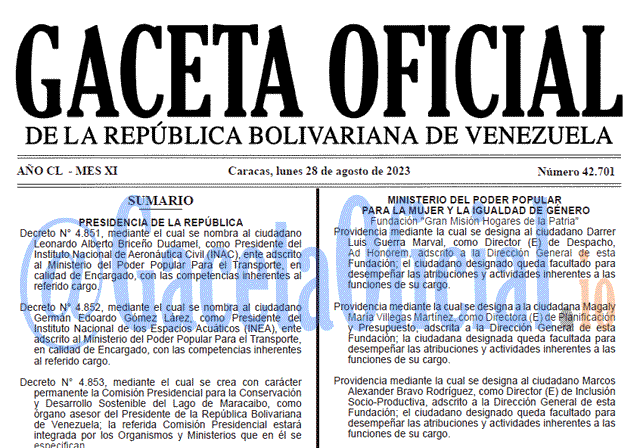 Gaceta Oficial, Gaceta 42701, Gaceta 42701 HD, Gaceta #42701, Gaceta Oficial Venezuela #42701