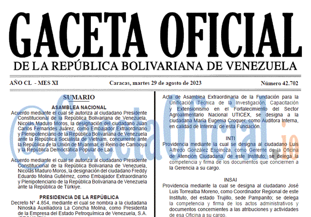 Gaceta Oficial, Gaceta 42702, Gaceta 42702 HD, Gaceta #42702, Gaceta Oficial Venezuela #42702