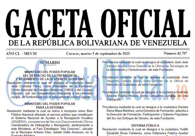 Venezuela Gaceta Oficial 42707 del 5 septiembre 2023 Gaceta Oficial, Gaceta 42707, Gaceta 42707 HD, Gaceta #42707, Gaceta Oficial Venezuela #42707