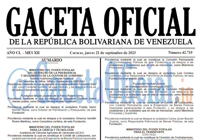 Gaceta Oficial, Gaceta 42719, Gaceta 42719 HD, Gaceta #42719, Gaceta Oficial Venezuela #42719