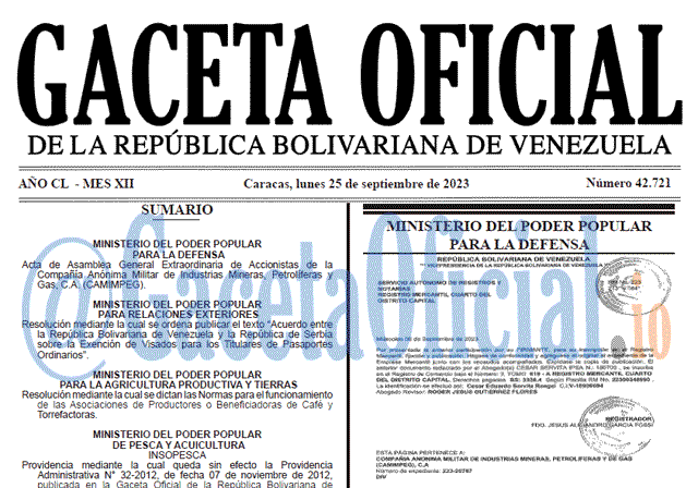 Gaceta Oficial, Gaceta 42721, Gaceta 42721 HD, Gaceta #42721, Gaceta Oficial Venezuela #42721