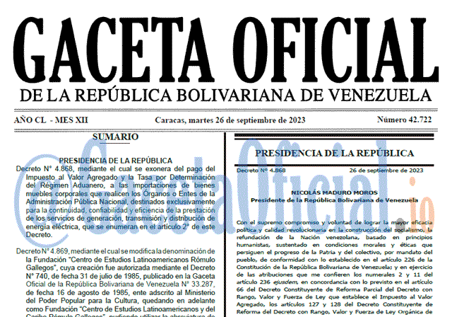 Gaceta Oficial, Gaceta 42722, Gaceta 42722 HD, Gaceta #42722, Gaceta Oficial Venezuela #42722