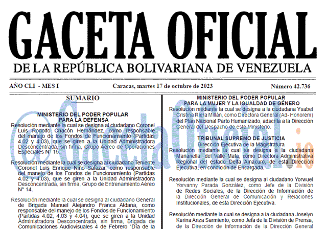 Gaceta Oficial, Gaceta 42736, Gaceta 42736 HD, Gaceta #42736, Gaceta Oficial Venezuela #42736