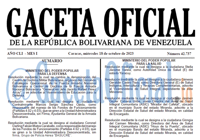 Venezuela Gaceta Oficial 42737 del 18 octubre 2023 Gaceta Oficial, Gaceta 42737, Gaceta 42737 HD, Gaceta #42737, Gaceta Oficial Venezuela #42737