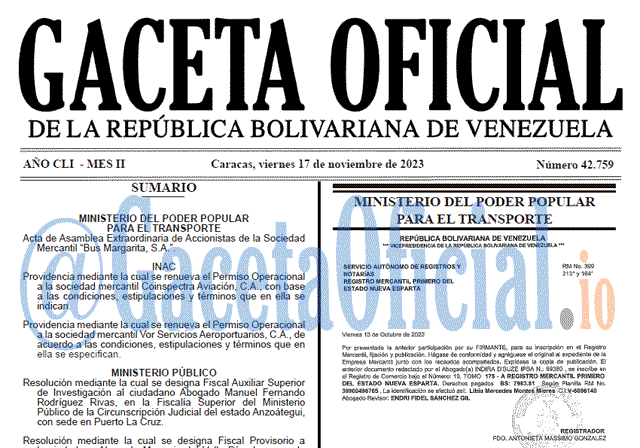 Venezuela Gaceta Oficial 42759 del 17 noviembre 2023 Gaceta Oficial, Gaceta 42759, Gaceta 42759 HD, Gaceta #42759, Gaceta Oficial Venezuela #42759