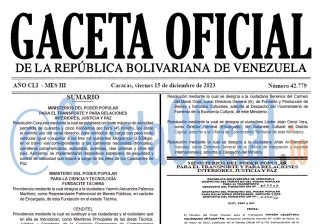 Venezuela Gaceta Oficial 42779 del 15 diciembre 2023 Gaceta Oficial, Gaceta 42779, Gaceta 42779 HD, Gaceta #42779, Gaceta Oficial Venezuela #42779