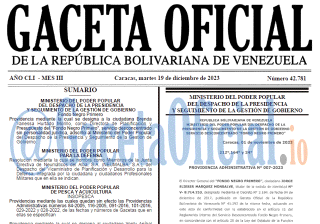Venezuela Gaceta Oficial 42781 del 19 diciembre 2023 Gaceta Oficial, Gaceta 42781, Gaceta 42781 HD, Gaceta #42781, Gaceta Oficial Venezuela #42781