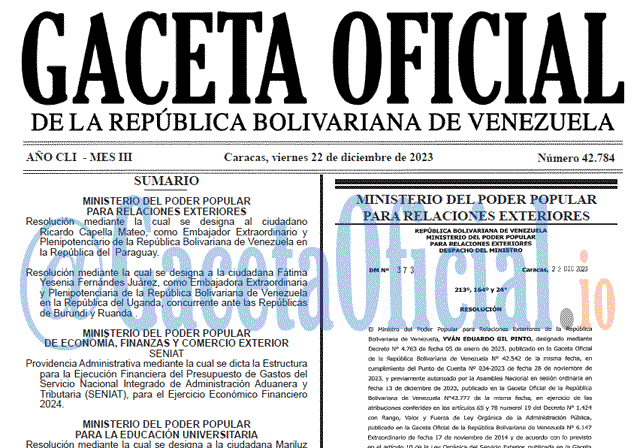 Gaceta Oficial, Gaceta 42784, Gaceta 42784 HD, Gaceta #42784, Gaceta Oficial Venezuela #42784