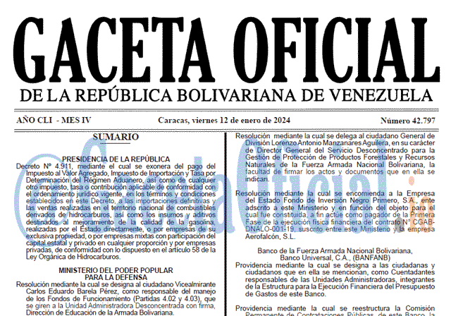 Gaceta Oficial, Gaceta 42797, Gaceta 42797 HD, Gaceta #42797, Gaceta Oficial Venezuela #42797