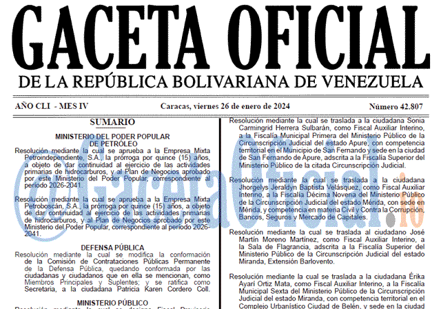 Venezuela Gaceta Oficial 42807 del 26 enero 2024 Gaceta Oficial, Gaceta 42807, Gaceta 42807 HD, Gaceta #42807, Gaceta Oficial Venezuela #42807