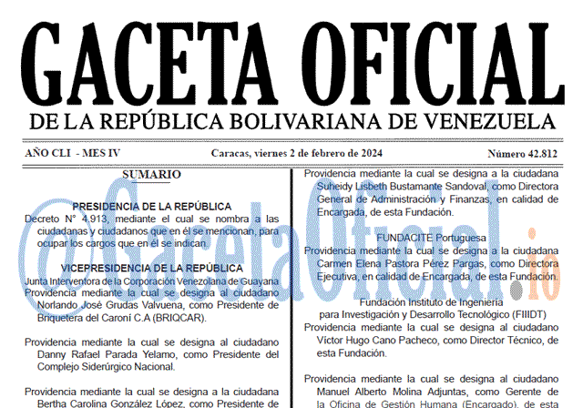 Venezuela Gaceta Oficial 42812 del 2 Febrero 2024 Gaceta Oficial, Gaceta 42812, Gaceta 42812 HD, Gaceta #42812, Gaceta Oficial Venezuela #42812