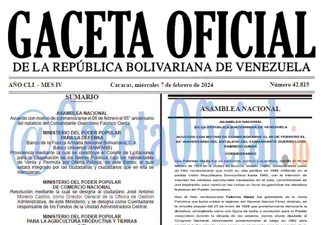 Gaceta Oficial, Gaceta 42815, Gaceta 42815 HD, Gaceta #42815, Gaceta Oficial Venezuela #42815