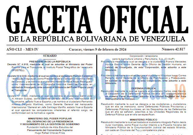 Gaceta Oficial, Gaceta 42817, Gaceta 42817 HD, Gaceta #42817, Gaceta Oficial Venezuela #42817