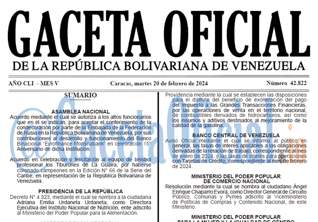 Venezuela Gaceta Oficial 42822 del 20 Febrero 2024 Gaceta Oficial, Gaceta 42822, Gaceta 42822 HD, Gaceta #42822, Gaceta Oficial Venezuela #42822