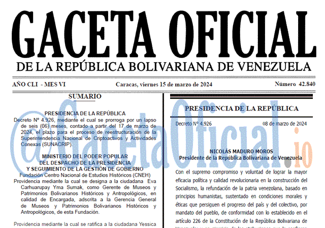Venezuela Gaceta Oficial 42840 del 15 Marzo 2024 Gaceta Oficial, Gaceta 42840, Gaceta 42840 HD, Gaceta #42840, Gaceta Oficial Venezuela #42840