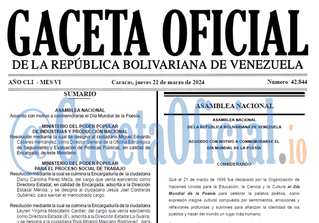 Venezuela Gaceta Oficial 42844 del 21 Marzo 2024 Gaceta Oficial, Gaceta 42844, Gaceta 42844 HD, Gaceta #42844, Gaceta Oficial Venezuela #42844