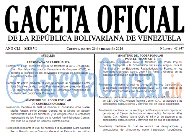 Gaceta Oficial, Gaceta 42847, Gaceta 42847 HD, Gaceta #42847, Gaceta Oficial Venezuela #42847