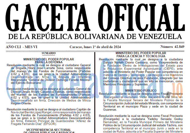 Gaceta Oficial, Gaceta 42849, Gaceta 42849 HD, Gaceta #42849, Gaceta Oficial Venezuela #42849