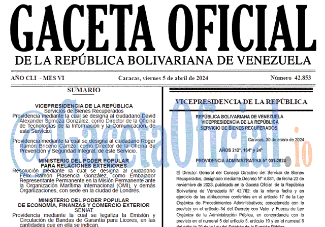 Venezuela Gaceta Oficial 42853 del 5 abril 2024 Gaceta Oficial, Gaceta 42853, Gaceta 42853 HD, Gaceta #42853, Gaceta Oficial Venezuela #42853
