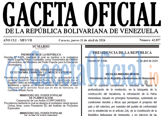 Venezuela Gaceta Oficial 42857 del 11 abril 2024 Gaceta Oficial, Gaceta 42857, Gaceta 42857 HD, Gaceta #42857, Gaceta Oficial Venezuela #42857
