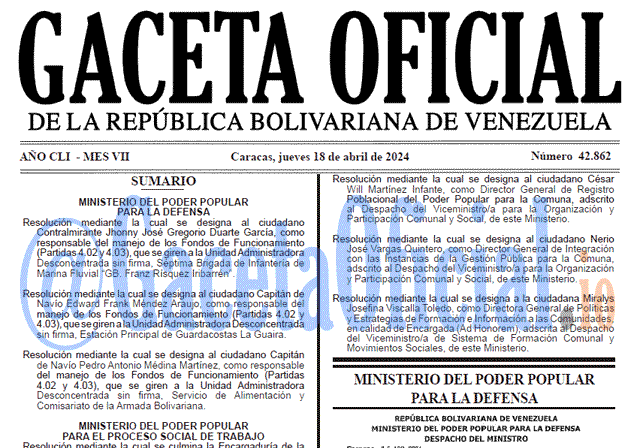 Venezuela Gaceta Oficial 42862 del 18 abril 2024 Gaceta Oficial, Gaceta 42862, Gaceta 42862 HD, Gaceta #42862, Gaceta Oficial Venezuela #42862