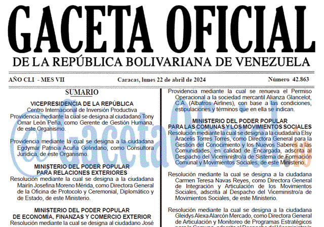 Gaceta Oficial, Gaceta 42863, Gaceta 42863 HD, Gaceta #42863, Gaceta Oficial Venezuela #42863