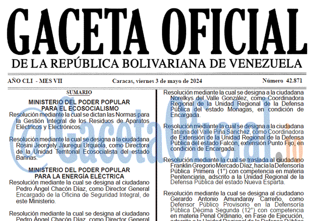 Gaceta Oficial, Gaceta 42871, Gaceta 42871 HD, Gaceta #42871, Gaceta Oficial Venezuela #42871