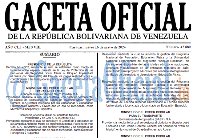 Gaceta Oficial, Gaceta 42880, Gaceta 42880 HD, Gaceta #42880, Gaceta Oficial Venezuela #42880