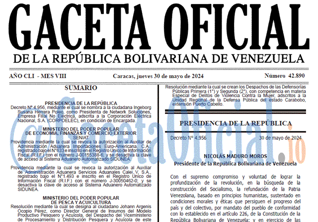 Venezuela Gaceta Oficial 42890 del 30 mayo 2024 Gaceta Oficial, Gaceta 42890, Gaceta 42890 HD, Gaceta #42890, Gaceta Oficial Venezuela #42890