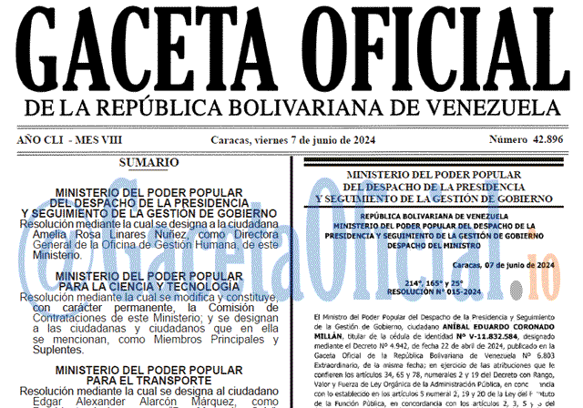 Venezuela Gaceta Oficial 42896 del 7 junio 2024 Gaceta Oficial, Gaceta 42896, Gaceta 42896 HD, Gaceta #42896, Gaceta Oficial Venezuela #42896