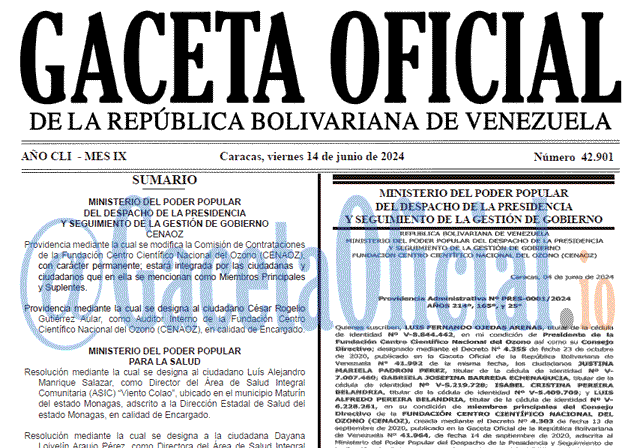Venezuela Gaceta Oficial 42901 del 14 junio 2024 Gaceta Oficial, Gaceta 42901, Gaceta 42901 HD, Gaceta #42901, Gaceta Oficial Venezuela #42901